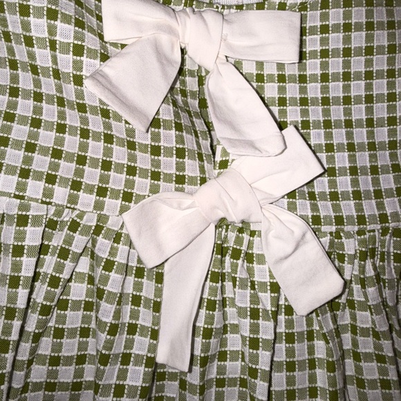 Green Checkered Dress with Bows - Picture 2 of 6